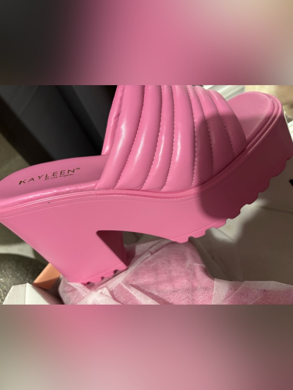 Pink Platform Chunky Heels